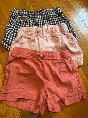 Old Navy Girls' Coral, Light Pink & Black Gingham Pull-On Shorts Trio